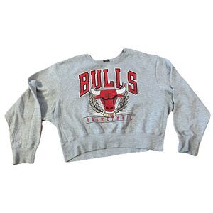 Chicago Bulls NBA Ultra Game Cropped Sweatshirt Womens 3XL Gray Cotton Fleece